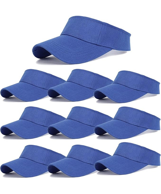10 Pack Men Women Sun Visor Adjustable UV Protection Blank Sun Visor Hats Caps for Beach Pool Golf Tennis Sports