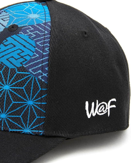 W@nderFabric Traditional Japanese Kimono Baseball Cap, Embroidered Pattern, Adjustable Snapback Flat Brim, 6-Panel Cap