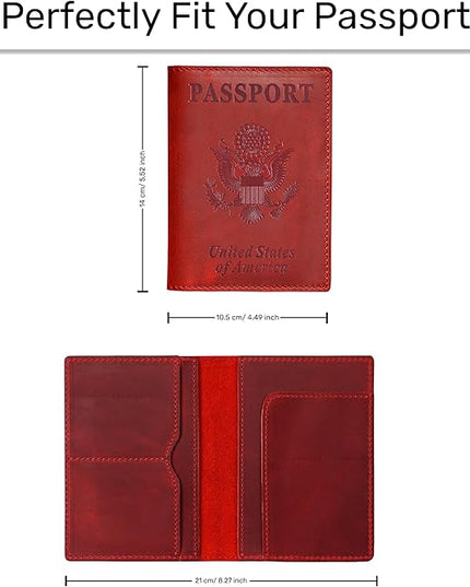 HIFA Leather Passport Holder, Handmade Passport Cover with Card and Ticket Slot - Genuine Leather, Elegant Design, Easy Access - Passport Case, Passport Wallet, Passport Holder