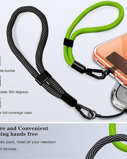 Phone Lanyard, 2 Pack Adjustable Cell Phone Lanyard Hand Phone Wrist Strap with Tether Tabs for Smartphones