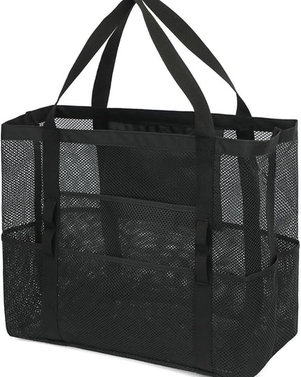Mesh Beach Bag, Large Beach Tote with Zipper Pocket, Toys Pool Bag for Family Travel Vacation Cruise Essentials