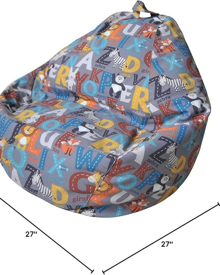 YuppieLife Kids Animal Storage Bean Bag Cover (No Filling) Extra Large stuff'n Sit|Toy Organizer|Carrying Handle|Available for Kids and Teenager|Cuddle Chair（27“,Letter）