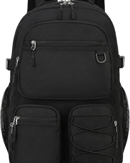 Lohol Water Resistant Daypack with Mulitiple Pockets for School Travel Outdoor College, 15.6 inch Laptop Backpack for Men and Women (Black)