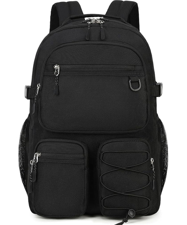 Lohol Water Resistant Daypack with Mulitiple Pockets for School Travel Outdoor College, 15.6 inch Laptop Backpack for Men and Women (Black)