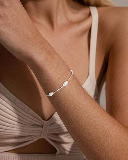 FUNEIA Dainty Silver Gold Bracelets for Women Trendy Non Tarnish 14K Gold Plated Waterproof Diamond Bracelets Cute Stackable Heart Butterfly Clover Cross Evil Eye Charm Bracelet Stack Jewelry Gifts