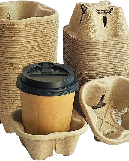 Coffee Cup Holder Disposable Cup Holder Tray, One Cup Carrier Tray 200 Pack,Biodegradable, Eco-Friendly Drink Carrier For Delivery Of Hot Or Cold Drinks(One-cup size tray)