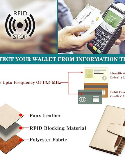 FALAN MULE Small Wallet for Women Leather Bifold Compact RFID Blocking Small Womens Wallet Purse