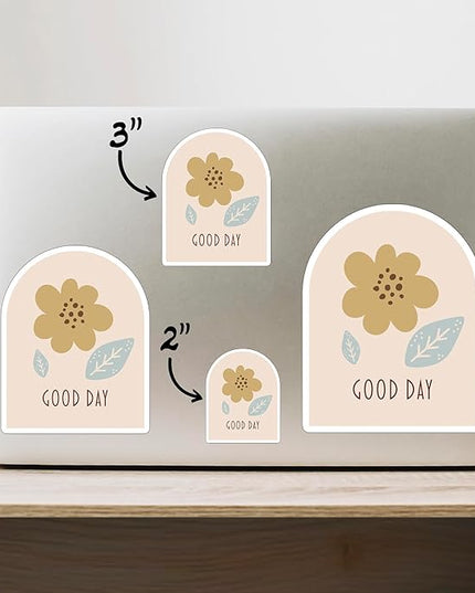 (3PCS) Good Day Flowers Leaves Sticker for Phone Tablet Laptop Car Truck Window | 2" Sticker