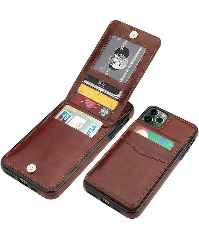 KIHUWEY Compatible with iPhone 11 Pro Max Case Wallet with Credit Card Holder, Premium Leather Magnetic Clasp Kickstand Heavy Duty Protective Cover for 11 Pro Max 6.5 Inch(Brown)