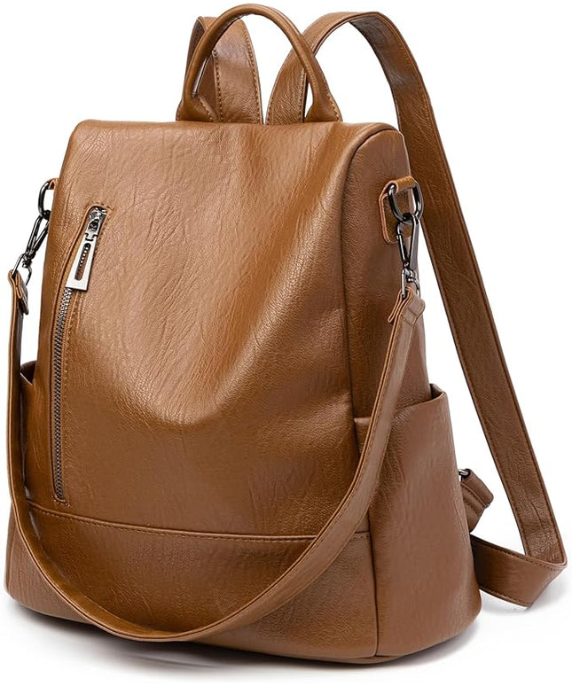 Didida Fashion Backpack Purse For Women Anti-theft Rucksack Pu Leather Lightweight Water-resistant Shoulder Bag, Brown