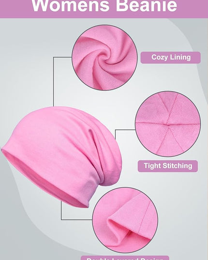 Senker Fashion Slouchy Beanie Hats for Women Men, Chemo Headwear Cotton Beanies Soft Lightweight Chemo Skull Cap Elastic