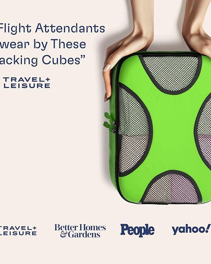 Shacke Premium 5 Packing Cubes Set - Lightweight Mesh Travel Luggage Organizers with Laundry Bag, 5-Piece Suitcase Storage System (Green Grass)
