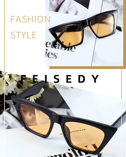 FEISEDY Vintage Square Cat Eye Sunglasses Women Trendy Cateye Sunglasses B2473