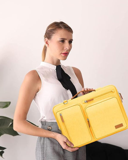 MOSISO 360 Protective Laptop Shoulder Bag,13 inch Computer Bags Compatible with MacBook Air M4 M3 M2 M1 2025-2018/Pro 13 2025-2016,Side Open Messenger Bag with 4 Zipper Pockets, Yellow