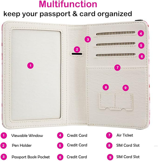 Passport Holder,Cute Passport Cover for Women Men,Travel Document Organizer Holder Boy Girl Wallet personalized Leather Rfid Passport Wallet (Dolphin)