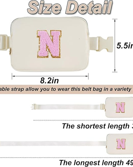 Uygafly Personalized Belt Bag for Women Girls - Fashion Mini Waist Packs with Adjustable Strap - Trendy Travel Fanny Pack Crossbody Bags with Initial Letter - Teen Gifts | Cream,N