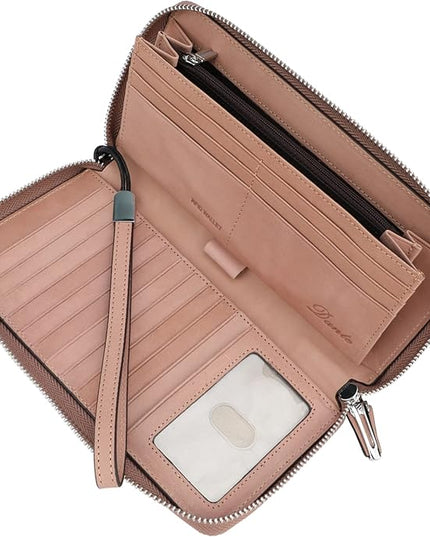 Lavemi Small Compact Women Wallet RFID Blocking Genuine Leather Bifold Purse with ID Windows