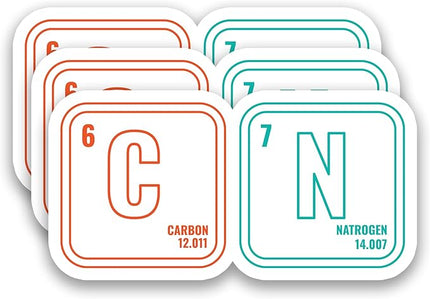(3Pcs) Funny 67 Meme Science Chemistry Teacher Sticker Six Seven 6 7 Nerd Humor Carbon Nitrogen Periodic Table Waterproof Vinyl Decals for Water Bottle, Tumbler, Laptop, Phone Case, 3" x 1.6"