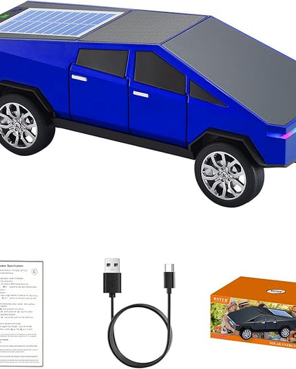 WS-699 Solar Bluetooth Replica Speaker – Future Pickup Truck Design, HD Sound, TWS Stereo Pairing, FM Radio, LED Party Light, USB/TF Playback, Hands-Free Mic, Type-C Charging, Portable Gift (Blue)
