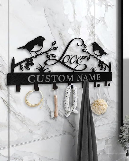Dyoart Personalized Key Holder Wall Mount - Key Holder for Wall, Custom Name Key Rack, Metal Key Holder Hooks Organizer, Wedding Housewarming Gift, Key Hanger Decor for Entryway, Hallway, Bedroom