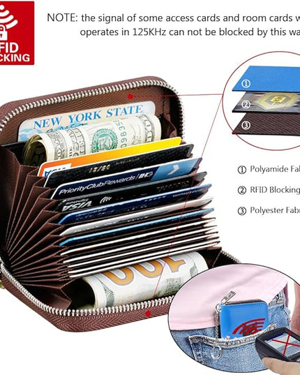 FurArt Zipper Wallet Women, RFID Blocking Credit Card Wallet, Business Card Holder, Compact Size KeyChain Wallet