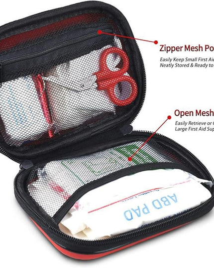 I GO 85 Pieces Hard Shell Mini Compact First Aid Kit, Small Personal Emergency Survival Kit for Travel Hiking Camping Backpacking Hunting Marine Car