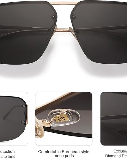SOJOS Trendy Aviator Sunglasses Mens Womens Retro Metal Rimless Frame Shades Lentes De Sol Para Mujer SJ1192