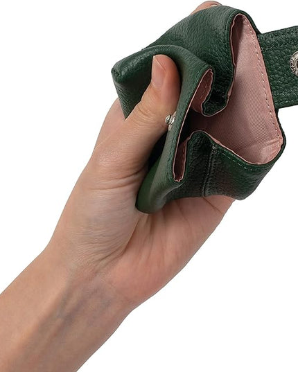 Cockatoo Genuine Leather Coin Pouch Change Holder, Mini Snap Pocket Wallet for Men Women (Hills, Large)