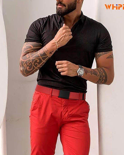 WHIPPY Canvas Web Belt Flip-Top Solid Black Military Buckle Fully Adjustable Mens Webbing Belts Cut To Fit