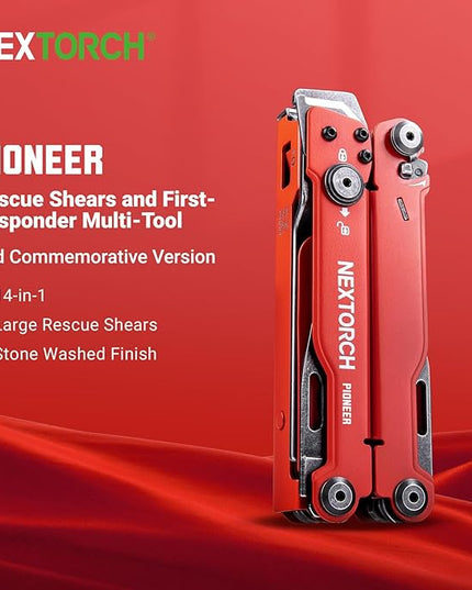 NEXTORCH PIONEER MT20 14-IN-1 Multi-tools Full-Size,Versatile Multi-tool Set with Scissors Needle Nose Pliers Pocket Clip Multi-tool (RED with Glass Breaker)