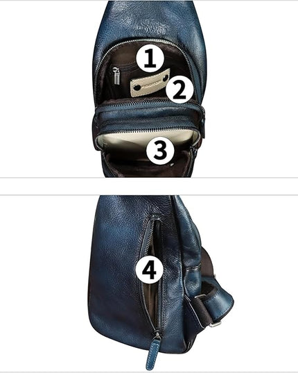 Genuine Leather Silng Bag for Women and Men Real Leather Sling Backpack Chest Purse Shoulder Crossbody Bag