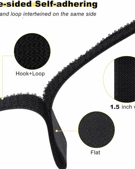 1.5"x32ft Hook and Loop Straps with 30 Metal Buckles, Adjustable Fastening Cable Straps, Cut-to-Length Cinch Strap, Reusable Nylon Securing Cord Ties for Organizer or Storage, Black