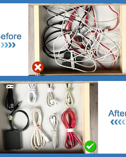 42 Pcs Silicone Cable Ties Reusable Cord Straps Multipurpose Elastic Cable Organizer for Bundling Fastening Earphone Phone Charger Home Office School(Multicolor,3.15 Inch)