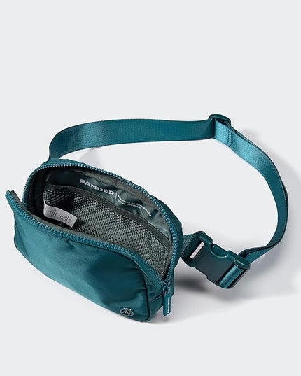Pander Two Way Zipper Fanny Pack Nylon Everywhere Belt Bag for Women, Water Repellent Waist Packs, Crossbody Bags with Adjustable Strap (Teal Blue).