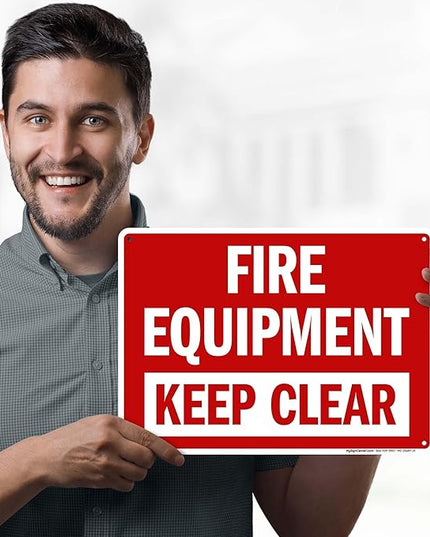 Fire Equipment Keep Clear Sign, 10x14 Inches, 55 mil thick HDPS (high density polystyrene), Made in USA by My Sign Center