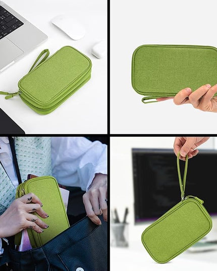 Electronic Organizer Travel Cable Accessories Bag, Electronic Organizer Case, Electronic Accessories Organizer Bag for Power Bank, Charging Cords, Chargers, Mouse, USB Cable, Earphones (Green)
