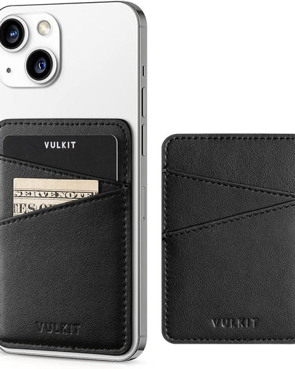 VULKIT Phone Card Holder Wallet Leather Adhesive Pocket RFID Blocking Credit Card Sleeves Stick Back of Phone Smartphones Black