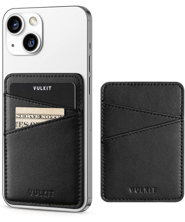 VULKIT Phone Card Holder Wallet Leather Adhesive Pocket RFID Blocking Credit Card Sleeves Stick Back of Phone Smartphones Black