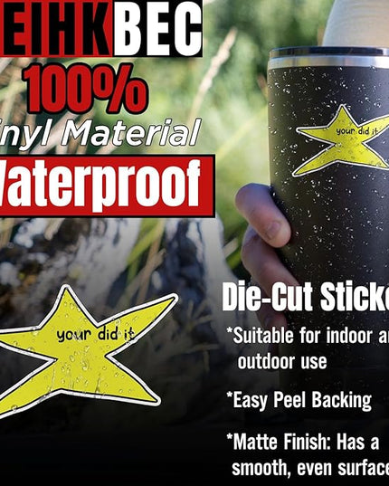 Your Did It Star Meme Sticker Funny Meme Star Hydroflask Stickers Motivation Positive Die-Cut Waterproof Vinyl Sticker for Water Bottle Tumbler Phone Case Laptop Cars (4 inches)