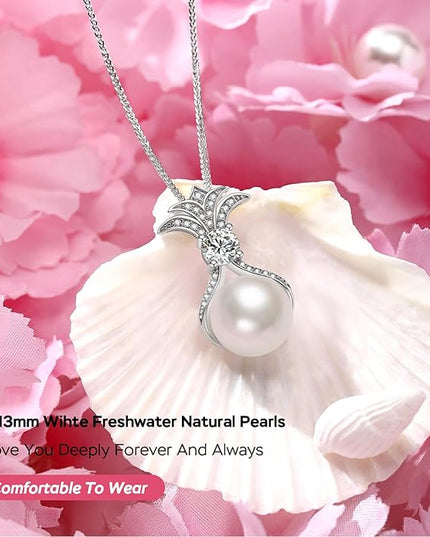 Gifts for Wife Women Anniversary -Pearl Necklace -Mom Girlfriend Her Fine Jewelry Mothers Day Valentines Christmas Birthdays Gift
