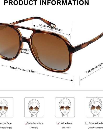 SOJOS Retro Polarized Aviator Sunglasses Womens Mens Classic 70s 80s Vintage Trendy Square Aviators SJ2174