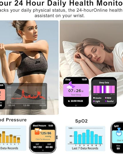 Smart Watch for Men Women Compatible with iOS Android Phone,1.83" Full Touchscreen IP68 Waterproof Smartwatch,Fitness Tracker with Make/Recive Call 123+ Sport Modes Heart Rate/Sleep Monitor
