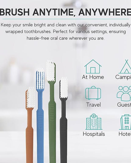 Avistar 40 Prepasted Disposable Toothbrushes Individually Wrapped - Single Use Pre Pasted Disposable Toothbrushes with Toothpaste Built in - Waterless Toothbrush for Travel, Guests, Hotel, & Camping