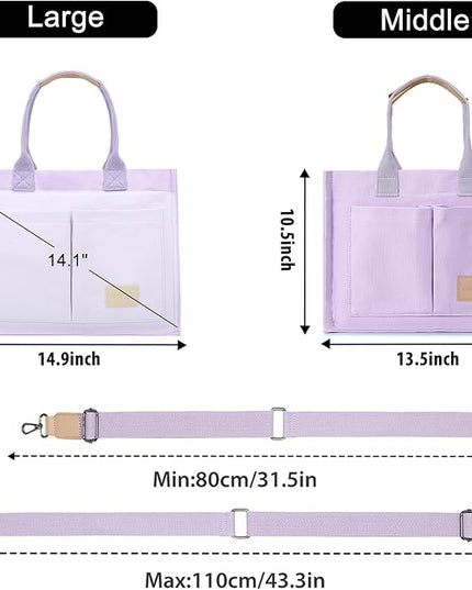 Canvas Tote Bag for Women Crossbody Work Purse with Pockets Top Handle Handbag Satchel Bags for Travel Nurse Teacher