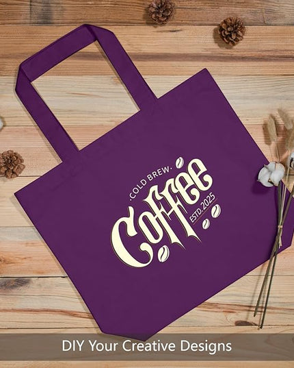 TOPDesign 1-Pack Super Strong Large 12oz Cotton Canvas Tote Bag, Reusable Grocery Shopping Cloth Bag, Fashionable Two-Tone Tote for Crafts, DIY Your Creative Designs