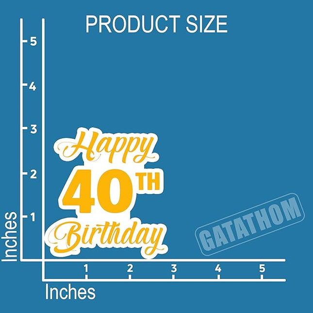 (3Pcs) Happy 40th Birthday Sticker – Cheers to 40 Years Stickers Waterproof Vinyl Decals for Forty Birthday Gifts, Water Bottles, Scrapbooks, Journals, 3 x 2.9 inch