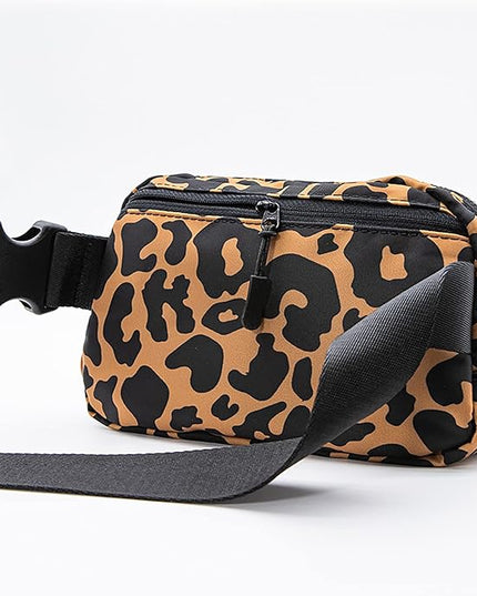 YOSHUYUKI Fanny Pack Cross Body Small Crossbody Bags for Women Men Trendy Nylon Waterproof Mini Purse Travel Running Belt Bag Lulu Dupes Bum Hip Chest Waist Pack Side Bag Must Have Leopard