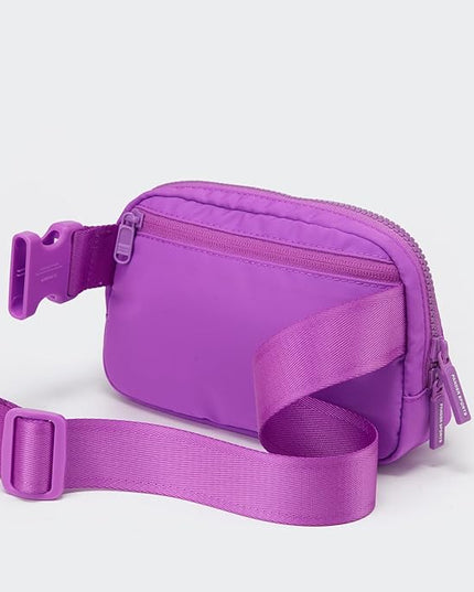 Pander Two Way Zipper Fanny Pack Nylon Everywhere Belt Bag for Women, Water Repellent Waist Packs, Crossbody Bags with Adjustable Strap (Violet).