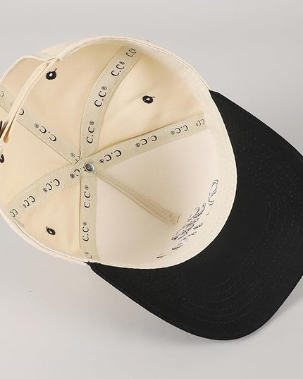 MIRMARU Two-Tone Vintage Canvas Trucker Hats for Men & Women, Adjustable Size Baseball Caps with Trendy Embroidered Design