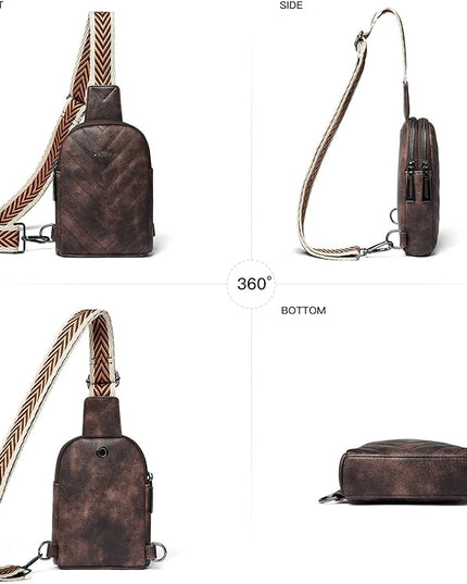 7L Sling Bag for Women Men Leather Small Sling Backpack Daypack Anti Theft Fanny Pack Crossbody Purse Travel